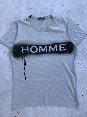Dolce & Gabbana Gray T-Shirt Homme Graffiti Spray Drip Logo Size 50 L Authentic