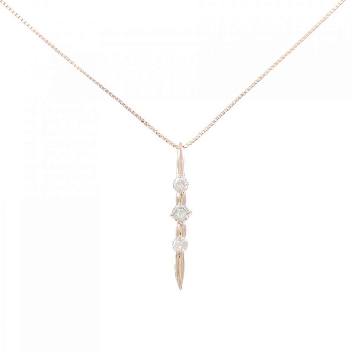 Authentic K18PG 3 Stone Diamond Necklace 0.30CT #270-003-993
