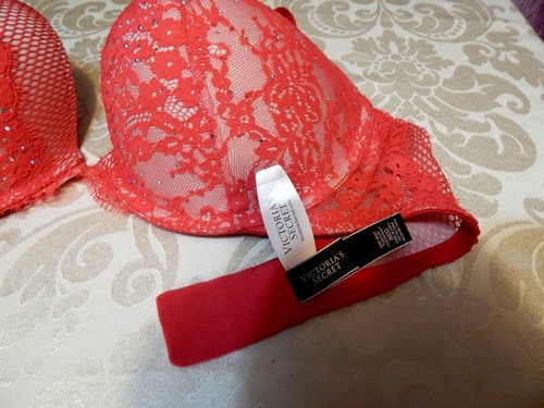 Sujetador acolchado push-up rojo cristal Victoria's Secret muy sexy 32DDD, 36 - Imagen 5 de 11