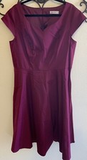 KINGFANCY VINTAGE 1950'S RETRO COCKTAIL PARTY BURGUNDY COTTON DRESS WOMENS 14/16