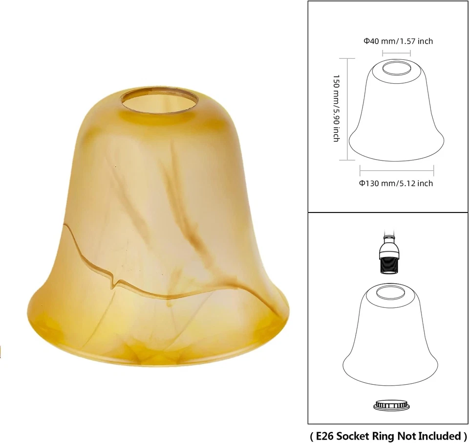 Abajur de vidro âmbar rachaduras, acessório de luminária substituição de vidro - Imagem 2 de 4
