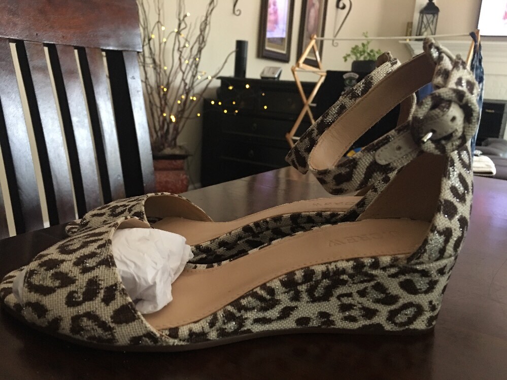 J Crew Laila Leopard Wedges size E6958 Sandals New