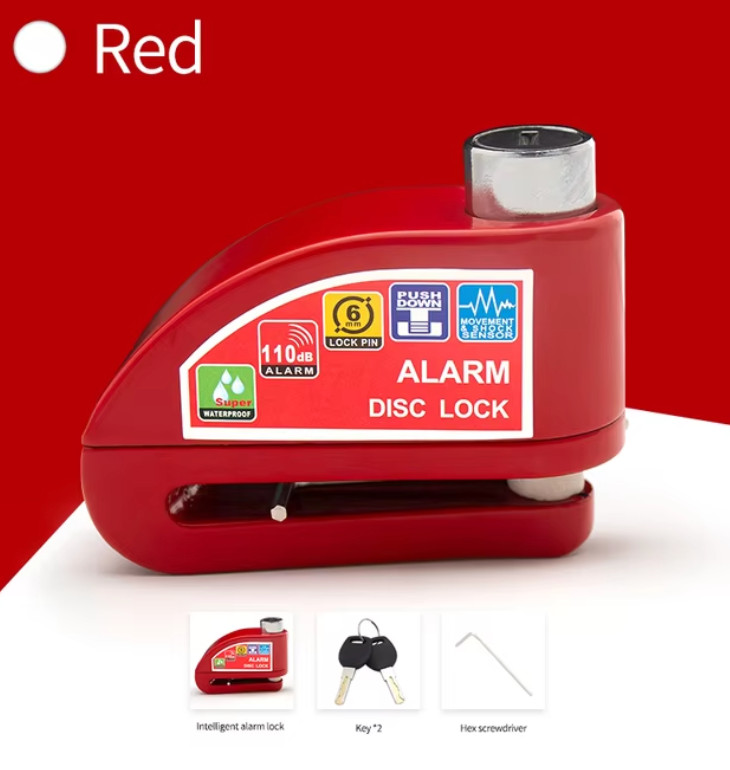 Alarme de serrure moto stationnement urbain sécurisé et antivol vélo rouge