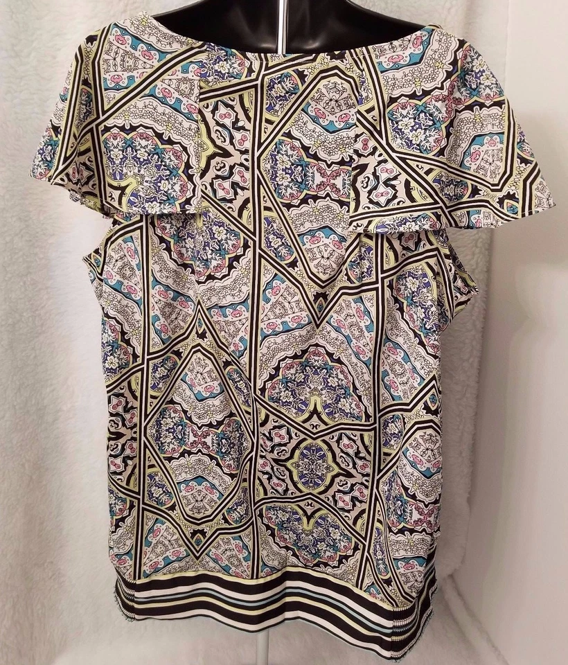 Attention Womens Shirt Top Blouse Size XL X Large Multicolor Floral Striped - Image 4 of 4