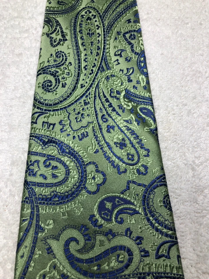 CLUB ROOM HOMBRE CORBATA VERDE CON PAISLEY AZUL 3,5 X 61 Foto 3 de 4