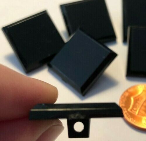 8 Shiny Black Plastic Shank Buttons 3/4" 19.5mm Square Beveled Edge 10173 - Picture 2 of 2
