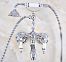 Polished Chrome Clawfoot Bathroom Tub Faucet Mixer Tap W/ Hand Shower stf850