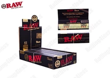 AUTHENTIC Raw Classic Black 1 1/4  Unrefined Rolling Papers 24 Packs