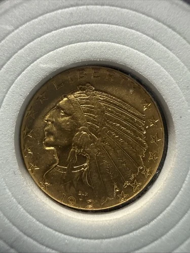 1912 GOLD USA $5 DOLLAR INDIAN HEAD HALF EAGLE PHILADELPHIA MINT