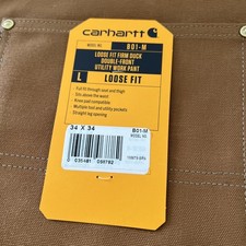 Carhartt Loose Fit Firm Duck Double-Front Work Pants Duck Brown Mens Sz 34 x 34