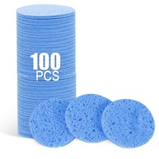 Facial Sponges Compressed Natural Cellulose Round Face Cleansing Blue 100 Count