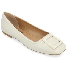 Journee Collection Women's Zimia Ballet Slip On Square Flats, Beige Size 10M