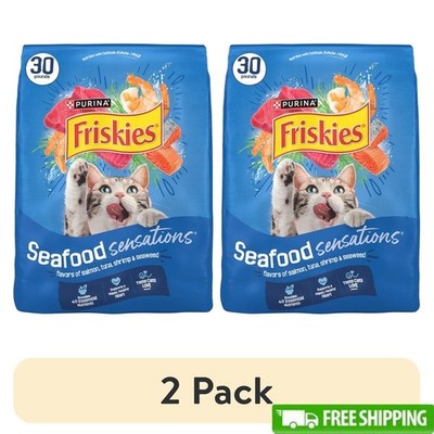 Dry Cat Food Seafood Salmon Tuna Shrimp 30lb Complete Nutrition Kibble New