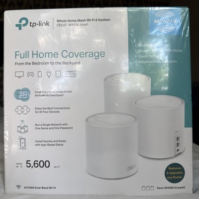 NEW TP-Link Deco W4500 Wi-Fi 6 Mesh Router System - 5,600 Sq. ft. Coverage