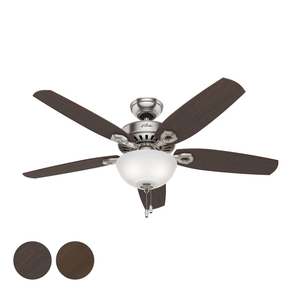 Hunter Fan 52 inch Brushed Nickel Indoor Ceiling Fan with Light Kit and 5 Blades