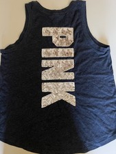 Victoria's Secret PINK Sequined Bling Dog Logo Tank Top Mesh Racerback  M