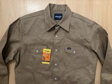 Wrangler Cowboy Cut Western Work Shirt Mens M Rawhide Tan Pearl Snap NWT Classic