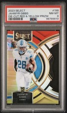 2023 Panini Select - Premier Level Jahmyr Gibbs #198 Red & Yellow Prizm Die-Cut 