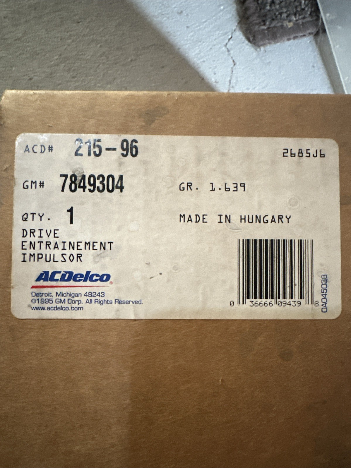 Pump Drive Ac Delco 1982-2002 6.2-6.5 Diesel