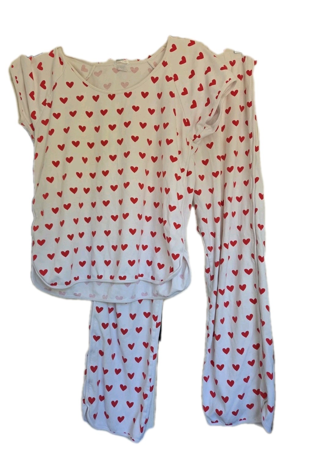 Lake Red Heart Pajama Set Cute 2 Piece Top Bottoms Size Small
