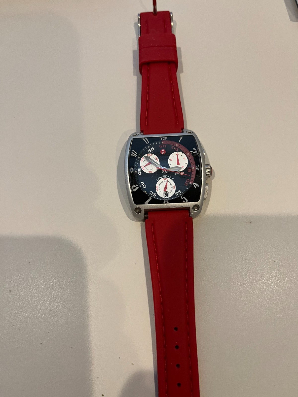 Michelle Men's Analog Stainless Steel Watch with Leather Strap