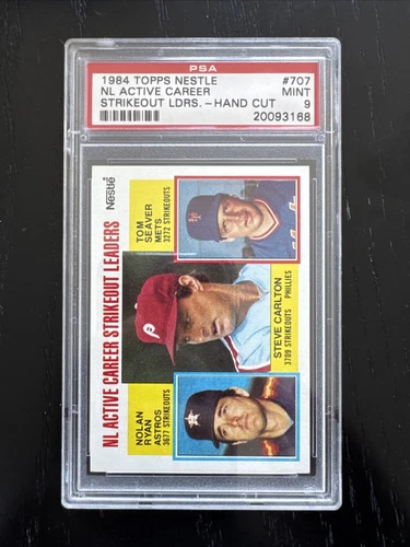 NOLAN RYAN POP 87 1984 TOPPS NESTLE HAND-CUT STRIKEOUT LDRS PSA-9 MINT CARD #707