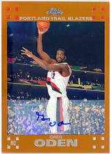 2007-08 Topps Chrome Orange Refractor Greg Oden Auto SSP RC #152 /25