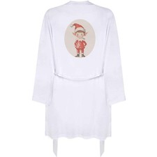 'Cute Watercolor Christmas Elf' Adult Dressing Robe / Gown RO051384 