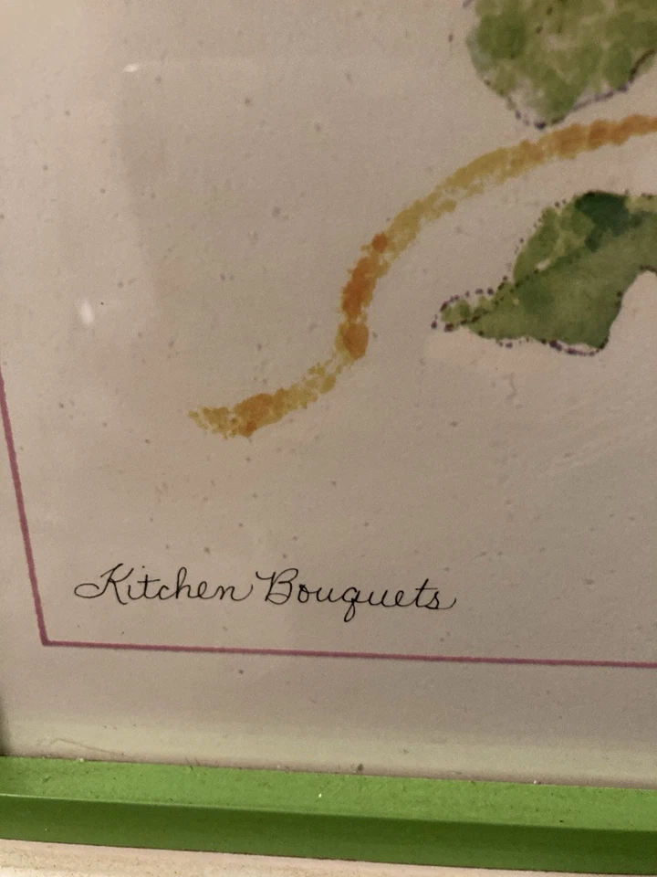 Conjunto de estampa de buquês de cozinha emoldurado MCM Gloria Eriksen vintage 9x12" quadrado - Imagem 4 de 4