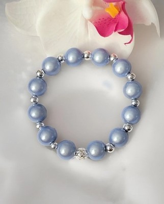 Sylvie's Magic Beads 3 D Perlen 12mm Armband, 19 cm  hellblau silber/0165