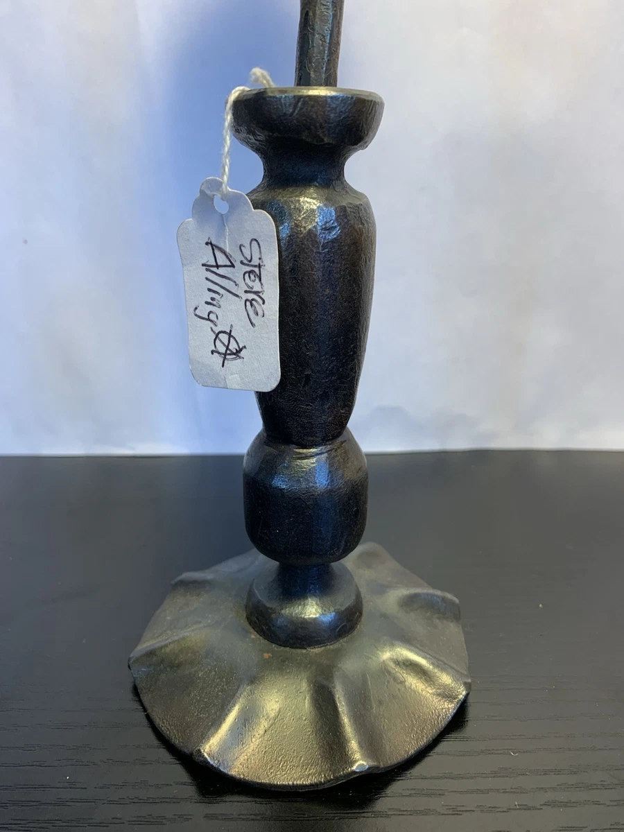 Brutalist Mid Century Style Wrought Iron Statue Calla Lily With Vase 16.5”