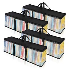 DVD Storage Bags Set of 4 Clear PVC Media Holder Case with Handles 4 Pack
