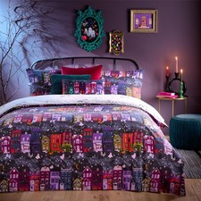 Image of Furn Creepy Town Easy Care Duvet Cover Set Reversible Bedding Bedroom Linen UK