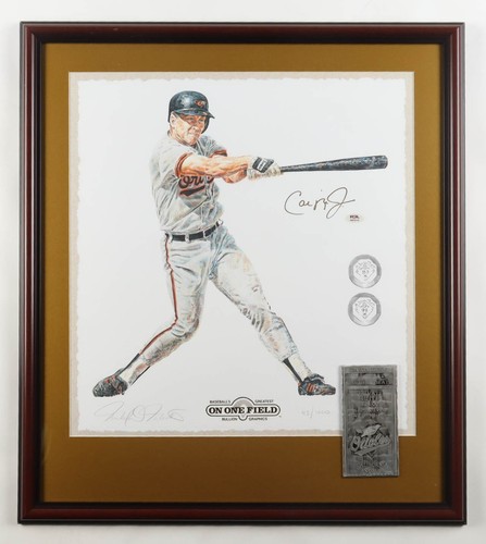 Cal Ripken Jr Signed Michael Mellett Lithograph Framed Orioles LE /1000 PSA