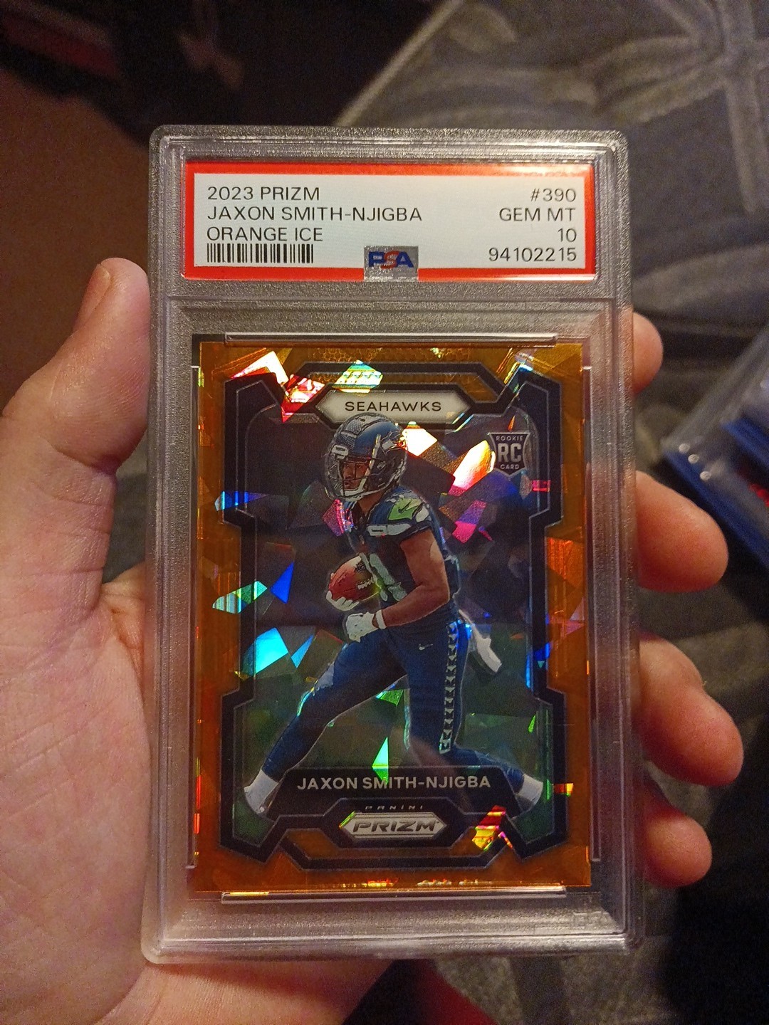 2023 Panini Prizm - Rookies Jaxon Smith-Njigba #390 Orange Ice Prizm (RC) PSA 10