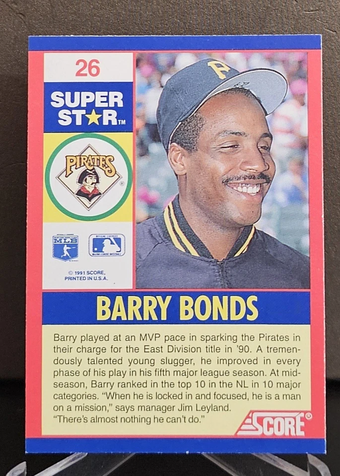 Barry Bonds 1991 Score 100 Superstars #26 Pirates HOF - Image 2 of 2