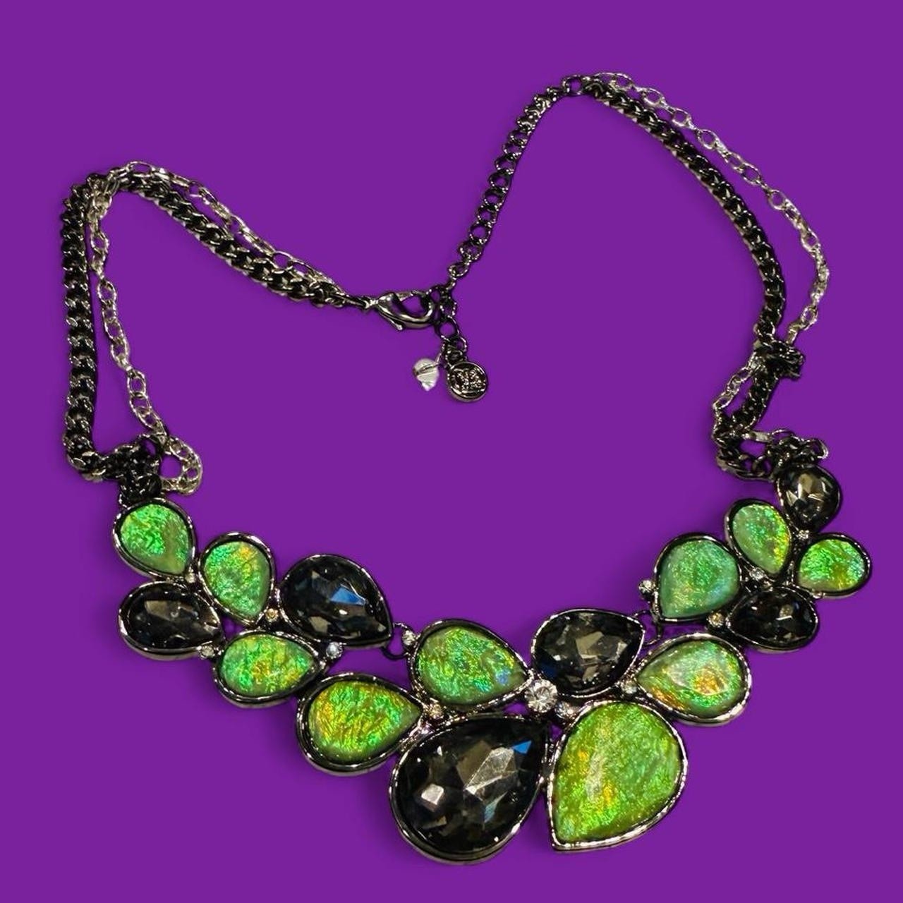 Green Black Crystal Gemstone Statement Costume St… - image 2