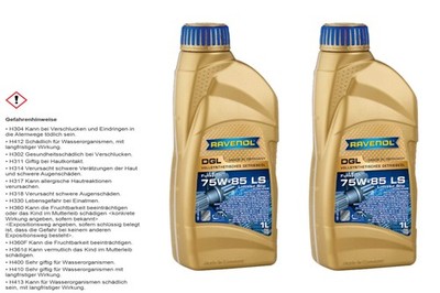 2x1L RAVENOL Getriebeöl DGL SAE 75W-85 GL-5 LS für VW G052196 MB 235.7 MB 239.71