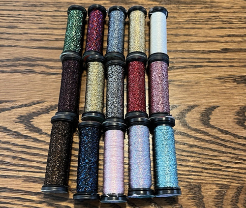 Lot 15 Kreinik Metallic Multicolor Very Fine Thread Spools Needlework Stitch VTG