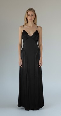 Forever 21 Dress Womens Large Black Corset Maxi Sateen Strappy Goth Vampire NWT