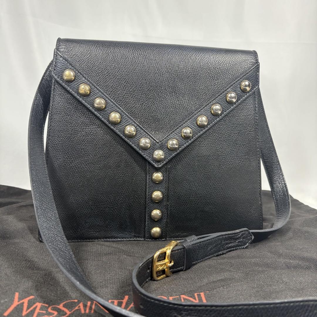 Borsa a tracolla Yves Saint Laurent nera borchie tracolla in pelle