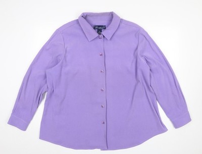 Susan Graver Damen lila Langarmshirt mit Knopfleiste 2XL