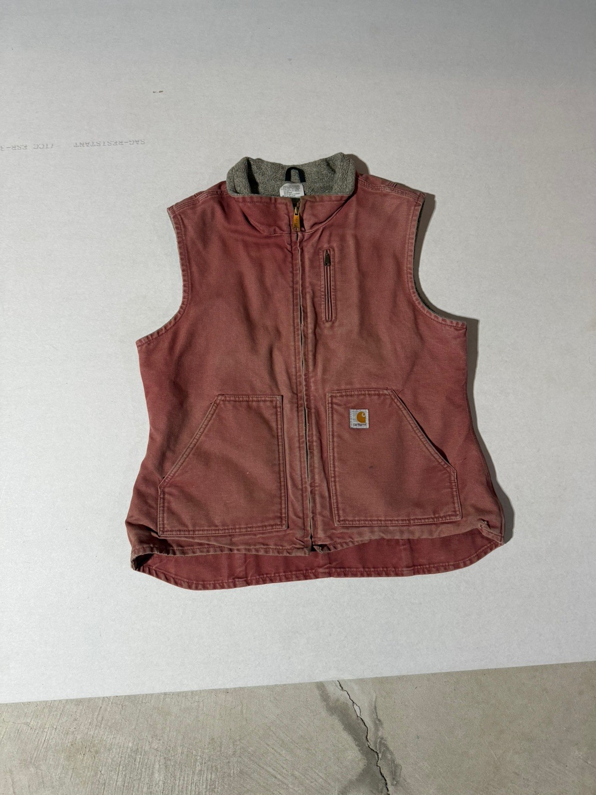 VTG Carhartt Women’s Sherpa Lined Vest Rose Large  WV001 VRS Winter Barn Wear