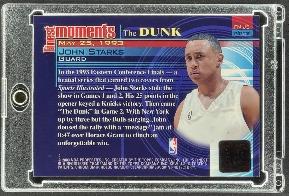2000-01 Topps Finest John Starks Moments The Dunk on Jordan refractor automático Foto 2 de 2