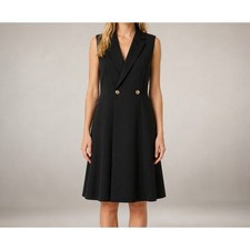 Calvin Klein Tailored Blazer Modern Vest Dress Sharp Tailored Luxe Heavy SZ 14