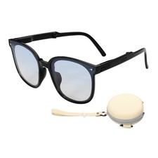 Sunglasses for Women Men, PC Folding Model with Original Box, Black Blue