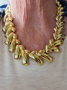 Authentic Vintage Sophisticated Gold Plated Statement Necklace Toggle Clasp