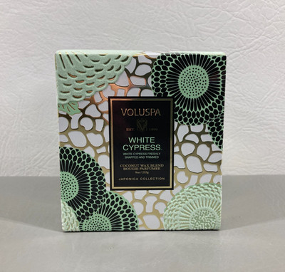 Voluspa Candle White Cyprus 9 oz Coconut Wax Blend New in Box