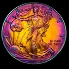 American Silver Eagle 1 Oz 2019 Monster Rainbow Toning Uncirculated $1