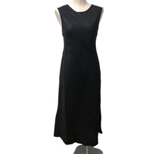 Banana Republic Backless Linen Midi Dress Womens Small Petite Black Going Out
